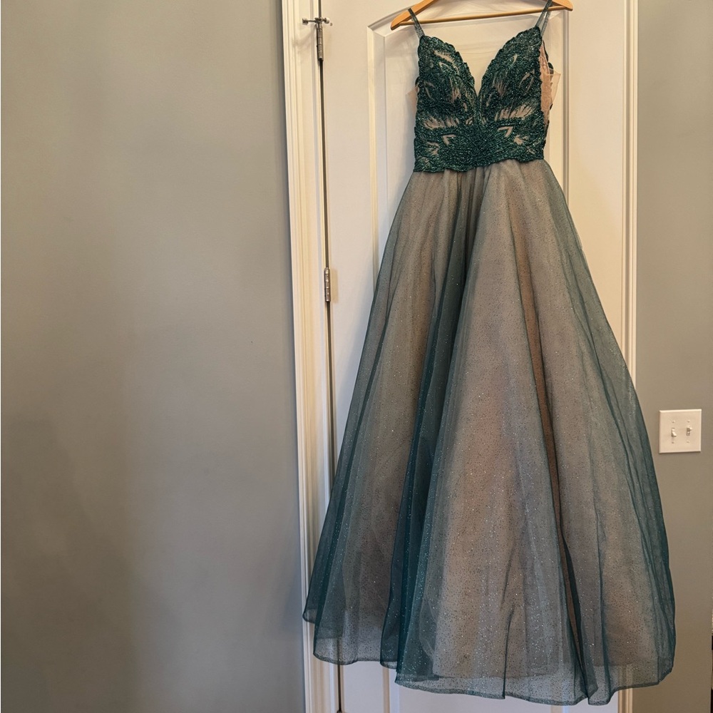 Elegant Green and Gold Gown